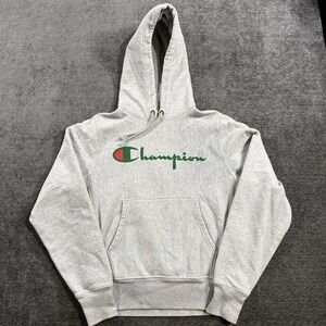 Champion Reverse Weave‎ Pullover Hoodie Sweatshirt Men's Small Gray Graphic Logo